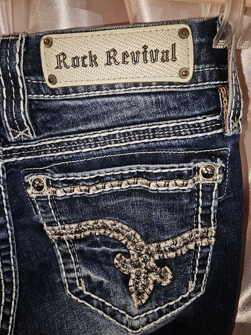 Rock Revival Women's Dark Blue Embellished Pocket Bermudas - Picture 9 of 11
